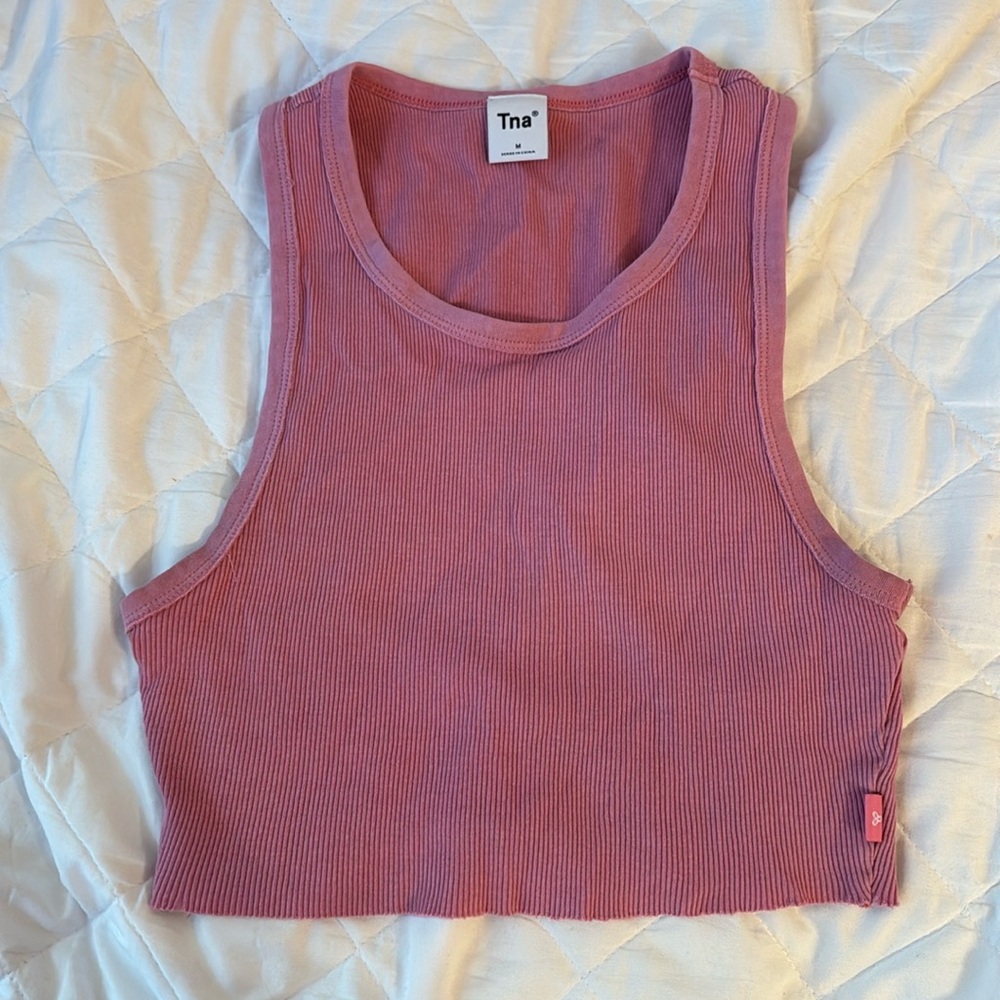 Aritzia pink cropped tank top; size M; worn few times